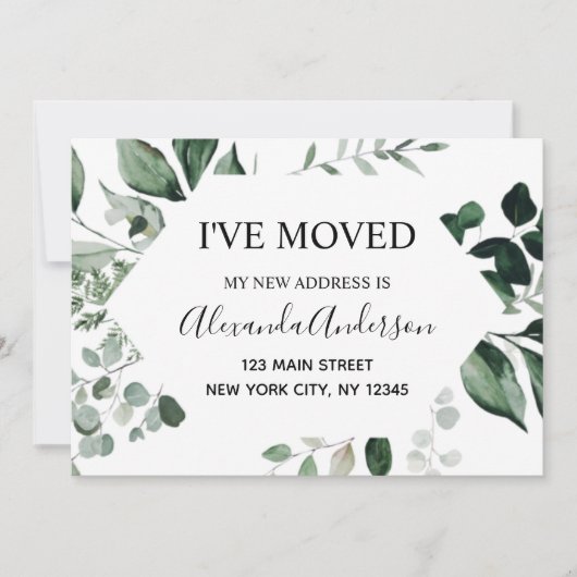 Moving Announcement Eucalptus Greenery 招待状 (正面)