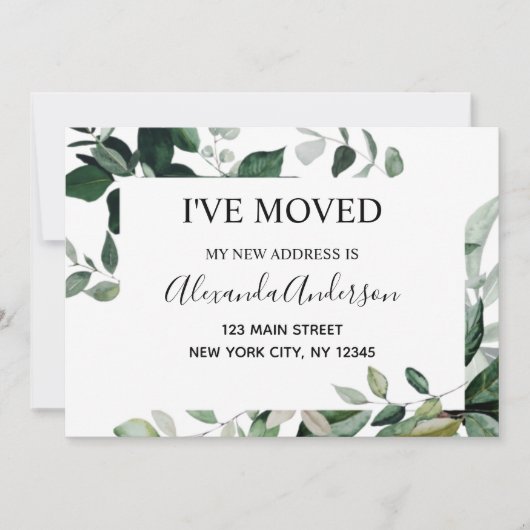 Moving Announcement Eucalptus Greenery 招待状 (正面)