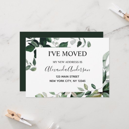 Moving Announcement Eucalptus Greenery 招待状 (正面/裏面インサイチュ)