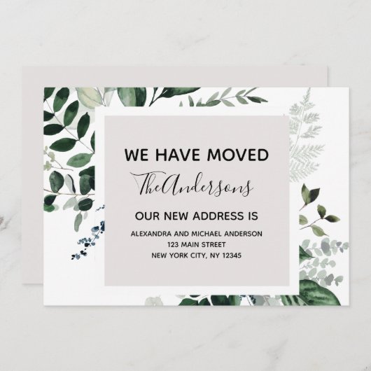 Moving Announcement Eucalptus Greenery 招待状 (正面/裏面)