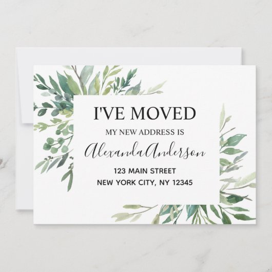 Moving Announcement Eucalptus Greenery 招待状 (正面)