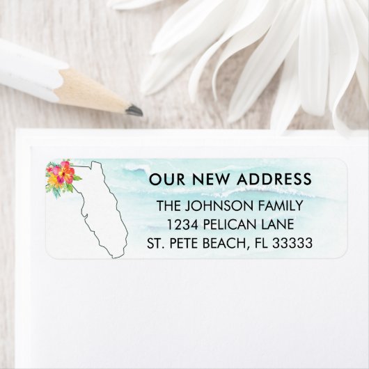 Moving Announcement Florida Map差出人住所 ラベル (インサイチュ)