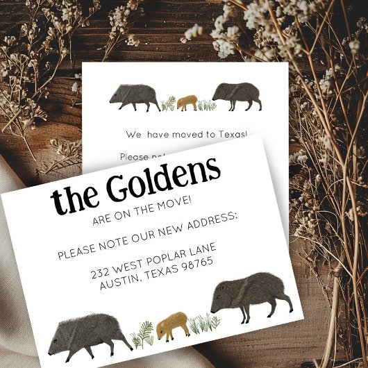 MOVING ANNOUNCEMENT Javelinaファミリーサウスウエストカード 招待状