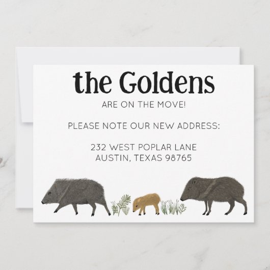 MOVING ANNOUNCEMENT Javelinaファミリーサウスウエストカード 招待状 (正面)