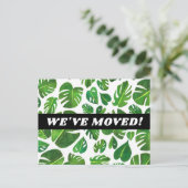MOVING ANNOUNCEMENT Monstera Water Color Botanical ポストカード (スタンド正面)