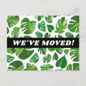 MOVING ANNOUNCEMENT Monstera Water Color Botanical ポストカード (正面)