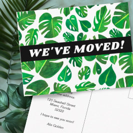 MOVING ANNOUNCEMENT Monstera Water Color Botanical ポストカード