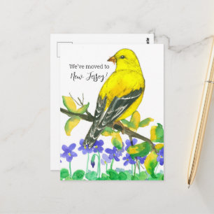 Moving Announcement New Jersey Goldfinch Violets ポストカード