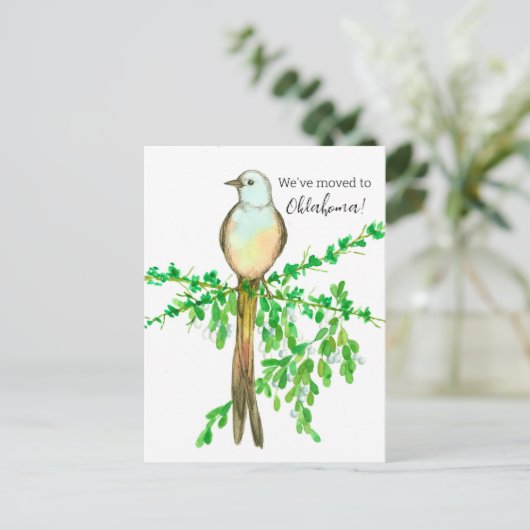Moving Announcement Oklahoma Flycatcher Bird ポストカード (スタンド正面)