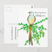 Moving Announcement Oklahoma Flycatcher Bird ポストカード (正面/裏面)