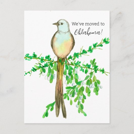 Moving Announcement Oklahoma Flycatcher Bird ポストカード (正面)