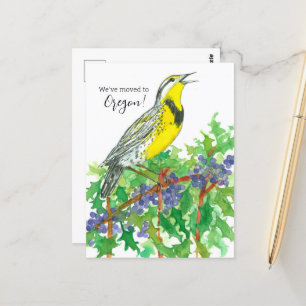 Moving Announcement Oregon Meadowlark Grape ポストカード