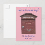 Moving Announcement Red Mailboxカスタム文字 ポストカード (正面/裏面)
