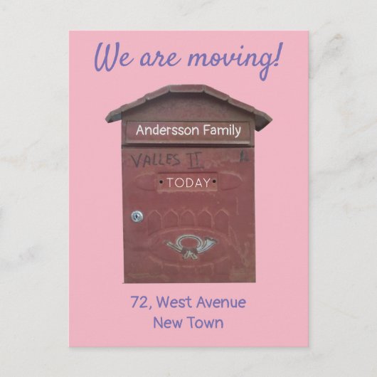 Moving Announcement Red Mailboxカスタム文字 ポストカード (正面)