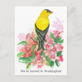 Moving Announcement Washington Goldfinch Flowers ポストカード (正面)