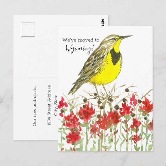 Moving Announceming Meadowlark Paintbrush ポストカード (正面/裏面)