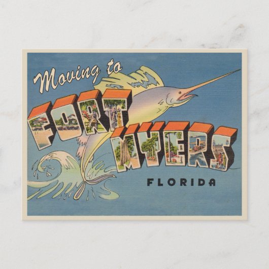 Moving Fort Myers Floridaヴィンテージアドレス変更 ポストカード (正面)