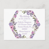 Moving Notice New Address|紫のフローラ幾何学模様 ポストカード (正面)