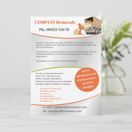 Moving/ Removals Service Flyer Template 招待状 (スタンド正面)