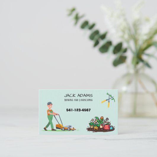 Mowing and Landscaping Business Card 名刺 (スタンド正面)