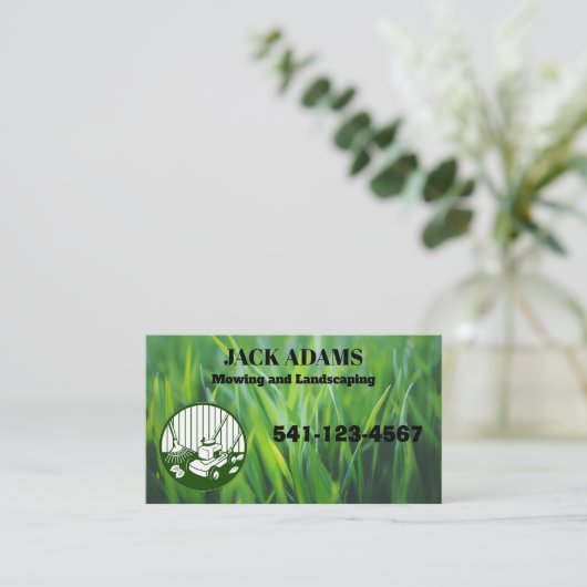 Mowing and Landscaping Business Card 名刺 (スタンド正面)