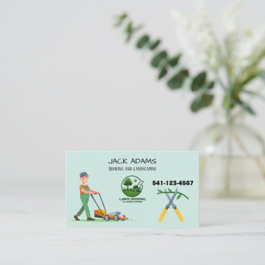 Mowing and Landscaping Business Card 名刺 (スタンド正面)