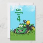 Mowing Into Lawn Mower Birthday Party 招待状 (正面)
