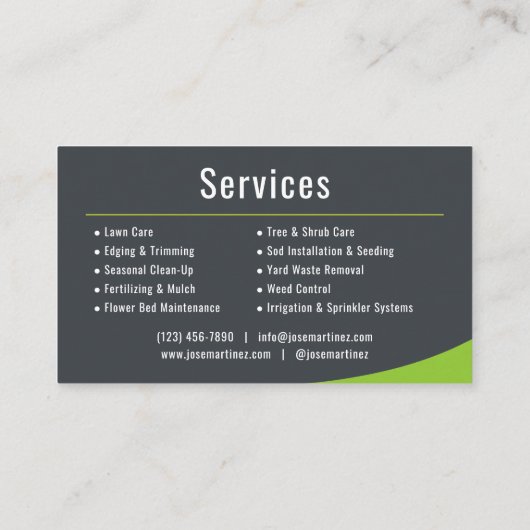 Mowing Lawn Care Landscaping Service 名刺 (裏面)