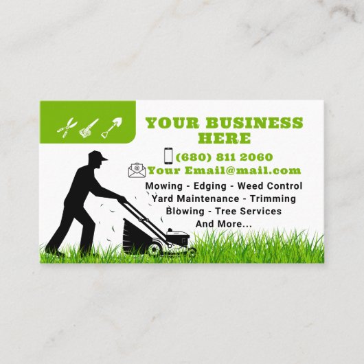 Mowing Service Business Card Gardening 名刺 (正面)