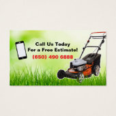 Mowing Service Business Card Green Lawn Care (裏面)
