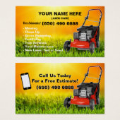 Mowing Service Business Card Lawn Care (正面&裏面)
