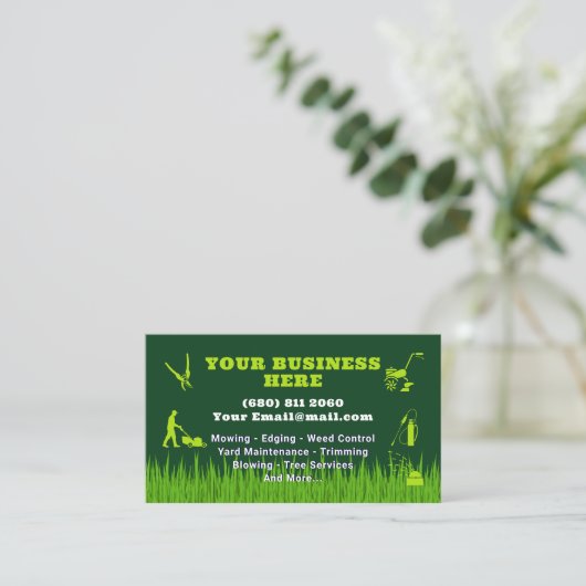 Mowing Service Business Card Lawn Care 名刺 (スタンド正面)