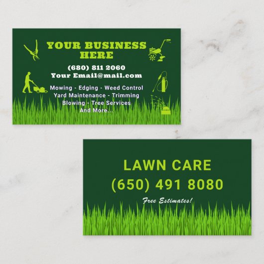 Mowing Service Business Card Lawn Care 名刺 (正面/裏面)