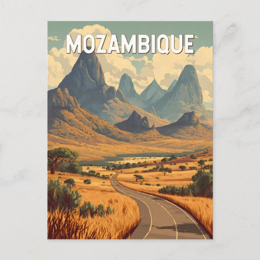 Mozambique Illustration Travel Art Vintage ポストカード (正面)