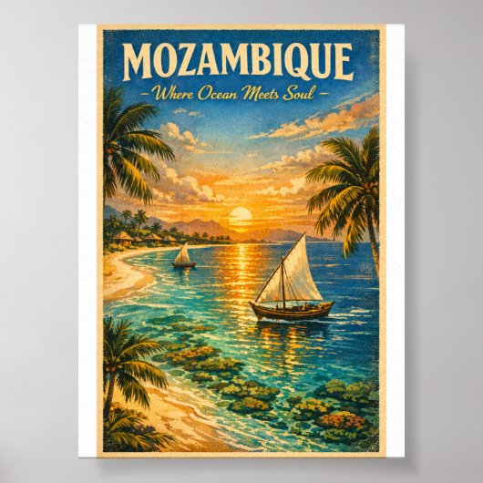 Mozambique Paradise – Vintage Style Travel ポスター (正面)