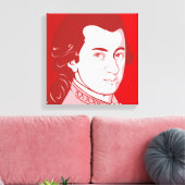 Mozart on Canvas – 漫画スタイル、赤/白 キャンバスプリント (インサイチュ (リビング))