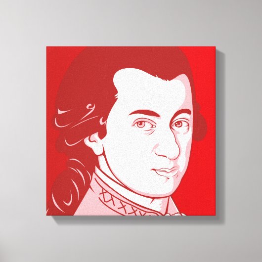 Mozart on Canvas – 漫画スタイル、赤/白 キャンバスプリント (正面)