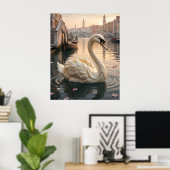 Mozzarella Swan Lagoon ポスター (ホームオフィス)