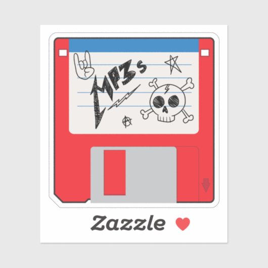 MP3 Music Retro Floppy Disk シール (シート)