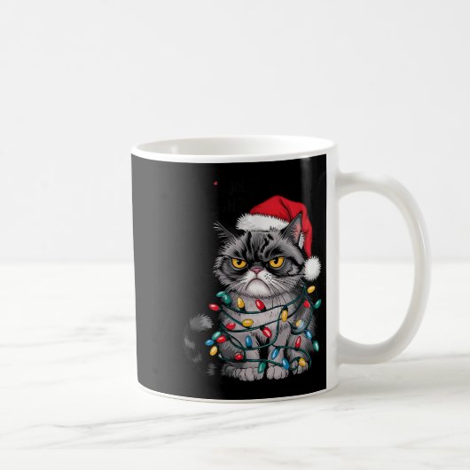 Mpy Christmas Cat Jolly Enough Funny Holiday コーヒーマグカップ (右)
