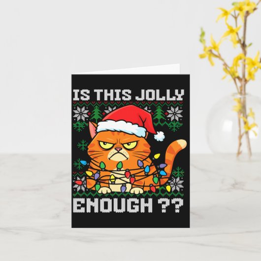 Mpy Christmas Cat Ugly Sweater Is This Jolly Enoug カード (黄色い花)