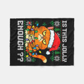 Mpy Christmas Cat Ugly Sweater Is This Jolly Enoug フリースブランケット (正面(横))