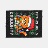 Mpy Christmas Cat Ugly Sweater Is This Jolly Enoug フリースブランケット (正面(横))
