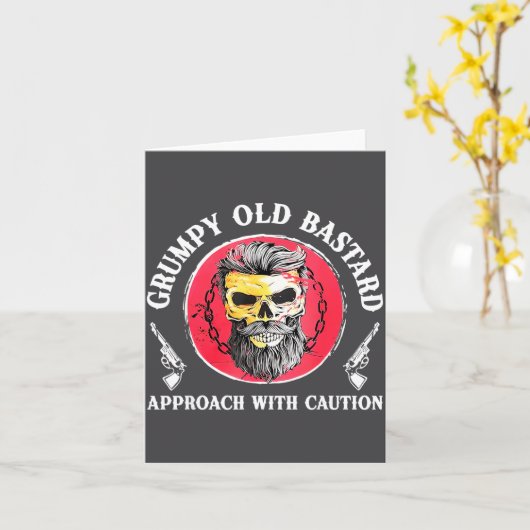 Mpy Old Approach With Caution Beard Skull Barber  カード (黄色い花)