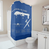 MQ-1プレデターUAV – 航空機設計図ABD シャワーカーテン (インサイチュ)