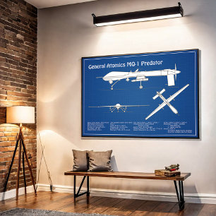 MQ-1プレデターUAV – 航空機設計図ABD ポスター