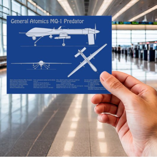 MQ-1プレデターUAV – 航空機設計図ABD ポストカード