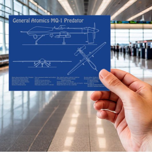 MQ-1プレデターUAV – 航空機設計図AD ポストカード