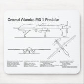 MQ-1プレデターUAV – 航空機設計図BD マウスパッド (正面)