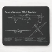 MQ-1プレデターUAV – 航空機設計図PD マウスパッド (正面)